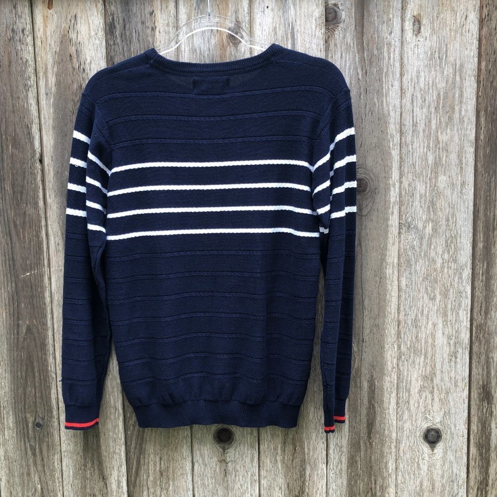Nukutavake Cotton Navy White Striped Long Sleeve Sweater NWT - Picture 4 of 9